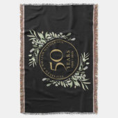 50e bruiloft Jubileum zwart goud groen blad Deken (Voorkant Verticaal)
