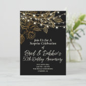 50e bruiloft Jubileum Zwart Goud Minimal Modern Kaart (Staand voorkant)