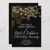 50e bruiloft Jubileum Zwart Goud Minimal Modern Kaart (Voorkant / Achterkant)