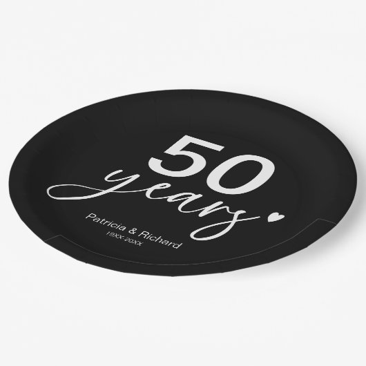 50e bruiloft Jubileum zwart-wit Papieren Bordje (Gekanteld)