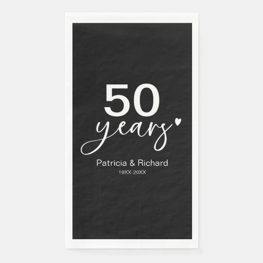 50e bruiloft Jubileum zwart-wit Servet (Voorkant)