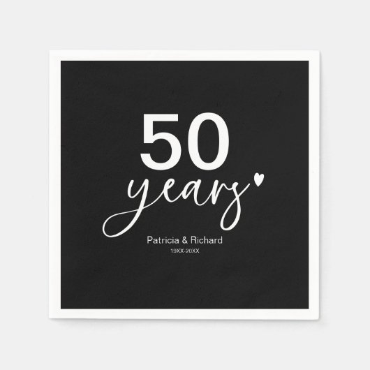 50e bruiloft Jubileum zwart-wit Servet (Voorkant)