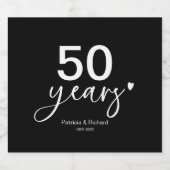 50e bruiloft Jubileum zwart-wit Sparkling Wijnetiket (Enkel label)