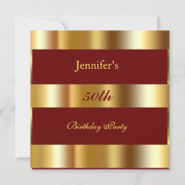 50e Burgundy Gold Birthday Party Kaart