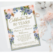 50e Chic Floral Gold Wedding Jubileum