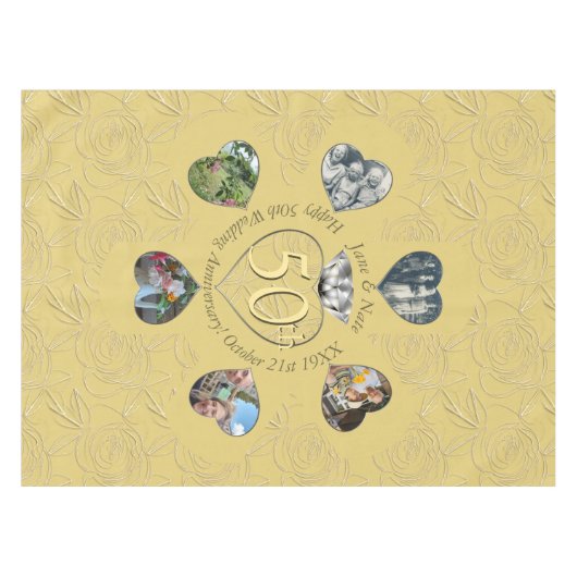 50e Diamond 6 Hartfoto's Tafelkleed (Voorkant (Horizontaal))