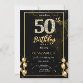 50e Diamond Black and Gold Verjaardag Kaart (Voorkant)