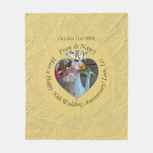 50e Diamond Heart Foto Fleece Deken (Voorkant)