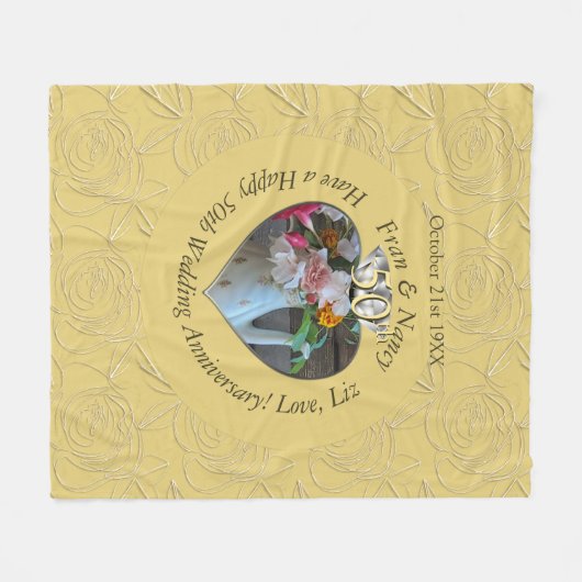 50e Diamond Heart Foto Fleece Deken (Voorkant (Horizontaal))