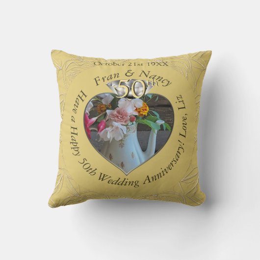50e Diamond Heart Foto Sierkussen (Achterkant)