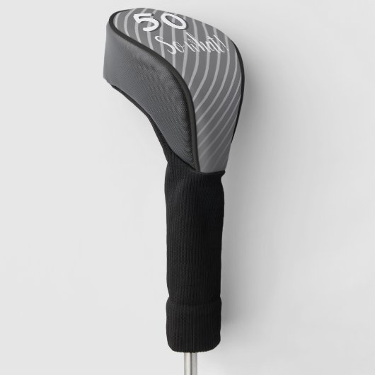 50e dus wat elegant modern grijs 50e verjaardag golfheadcover (Schuin)