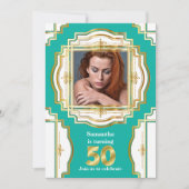 50e elegant goud blauwgroen wit lijst 50 kaart (Voorkant)