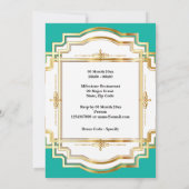 50e elegant goud blauwgroen wit lijst 50 kaart (Achterkant)