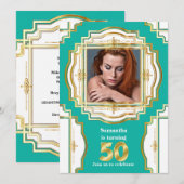 50e elegant goud blauwgroen wit lijst 50 kaart (Voorkant / Achterkant)