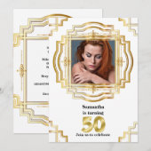 50e Elegant Goud Wit Foto lijst Fifty Chic Kaart (Voorkant / Achterkant)