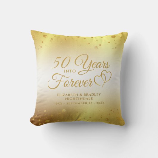 50e Elegant Jubileum Gold YEARS IN FOREVER Kussen (Voorkant)
