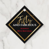 50e EN FABULOUS Birthday Black Gold Gift Label (Voorkant)