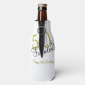 50e en Fabulous Birthday, Trendy Gold en Black Flesjeskoeler (Fles Achterkant)