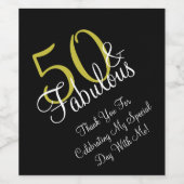 50e en Fabulous Gold & White verjaardag Hartelijk  Wijn Etiket (Enkel label)