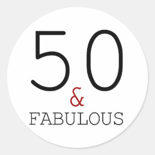 50e en Fabulous Typografie 50e verjaardag Ronde Sticker