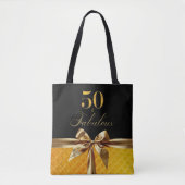 50e en Fabulous Zwart Goud Leder Tote Bag (Voorkant)