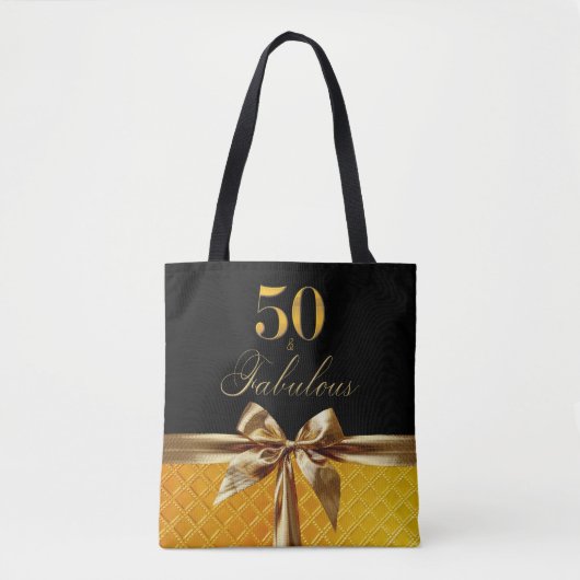 50e en Fabulous Zwart Goud Leder Tote Bag (Voorkant)