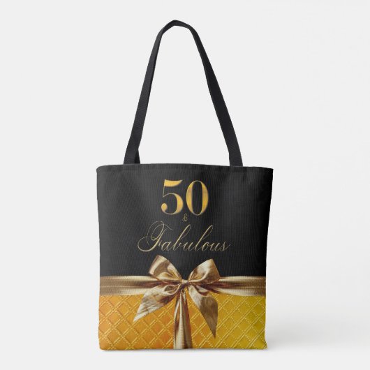50e en Fabulous Zwart Goud Leder Tote Bag (Achterkant)