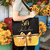 50e en Fabulous Zwart Goud Leder Tote Bag
