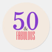 50e en prachtige paarse ronde sticker (Voorkant)