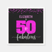50e fabelachtige verjaardag, roze stippen zwart servet (Voorkant)