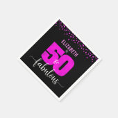 50e fabelachtige verjaardag, roze stippen zwart servet (Hoek)