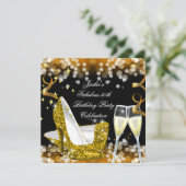 50e Fabulous Gold Glitter High Heels Birthday Kaart (Staand voorkant)