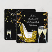 50e Fabulous Gold Glitter High Heels, zaterdag 2 Kaart (Voorkant / Achterkant)