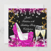 50e Fabulous Hot Pink Glitter High Hiel Dag Kaart (Voorkant)