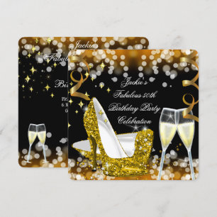 50e Fantastische Gouden Glitter Hakken Verjaardag Kaart