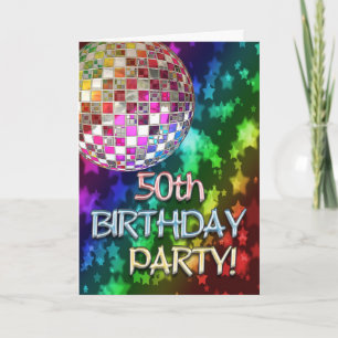 50e feest met discobal en regenboog van sterren