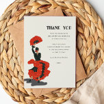 50e Flamenco Danser Verjaardagsfeest Bedankkaart<br><div class="desc">Een pittige Spaanse 50ste verjaardagsfeestje met een handgetekende flamenco danser illustratie in vetgedrukte rode en zwarte kleuren.</div>