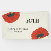 50e Flamenco Fan Verjaardagsfeest Spandoek (Horizontaal)