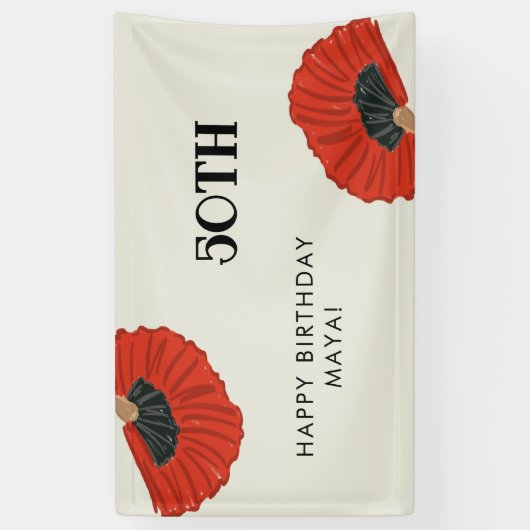 50e Flamenco Fan Verjaardagsfeest Spandoek (Verticaal)