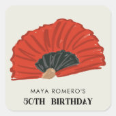 50e Flamenco Fan Verjaardagsfeest Vierkante Sticker (Voorkant)