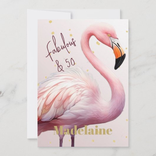 50e Flamingo Thema Roze Goud Verjaardag Kaart (Voorkant)