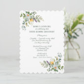 50e Floral Golden Wedding Uitnodiging (Staand voorkant)