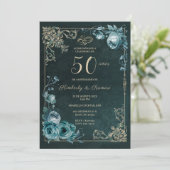 50e Florale Vintage Jubileumeditie Kaart (Staand voorkant)