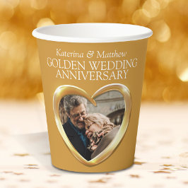 50e foto van het 50e Golden Wedding-jubileum Papieren Bekers