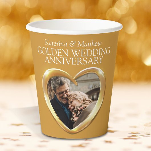 50e foto van het 50e Golden Wedding-jubileum Papieren Bekers