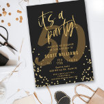 50e Fun Black en Gold Birthday Party Kaart<br><div class="desc">Fun Black and Gold 50th Birthday Party Invitation</div>