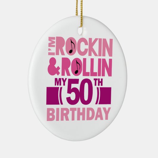 50e geboorte-cadeauidee voor Vrouw Keramisch Ornament (Rechts)