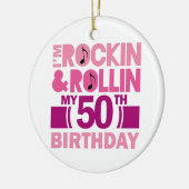 50e geboorte-cadeauidee voor Vrouw Keramisch Ornament (Links)