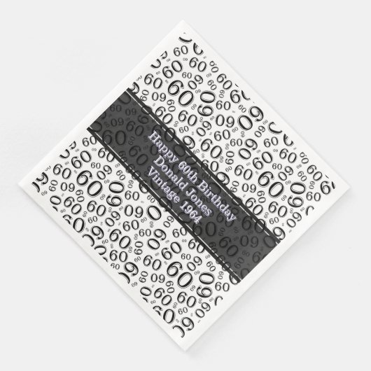 50e geboorte nummer Patroon zwart-wit Servetten (Hoek)