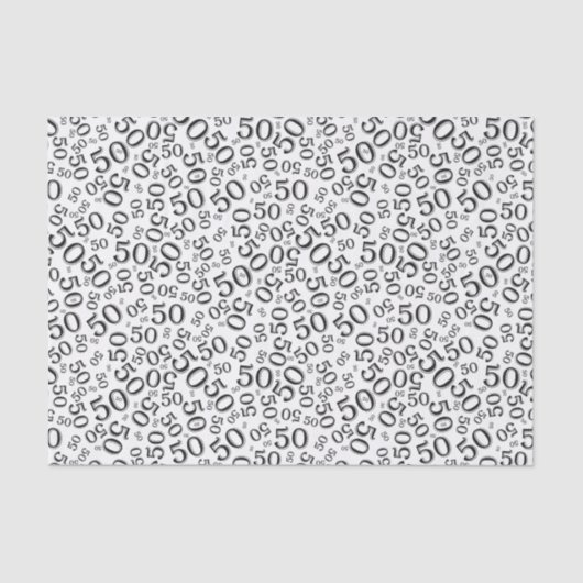 50e geboorte nummer Patroon zwart-wit Tissuepapier (Voorkant)